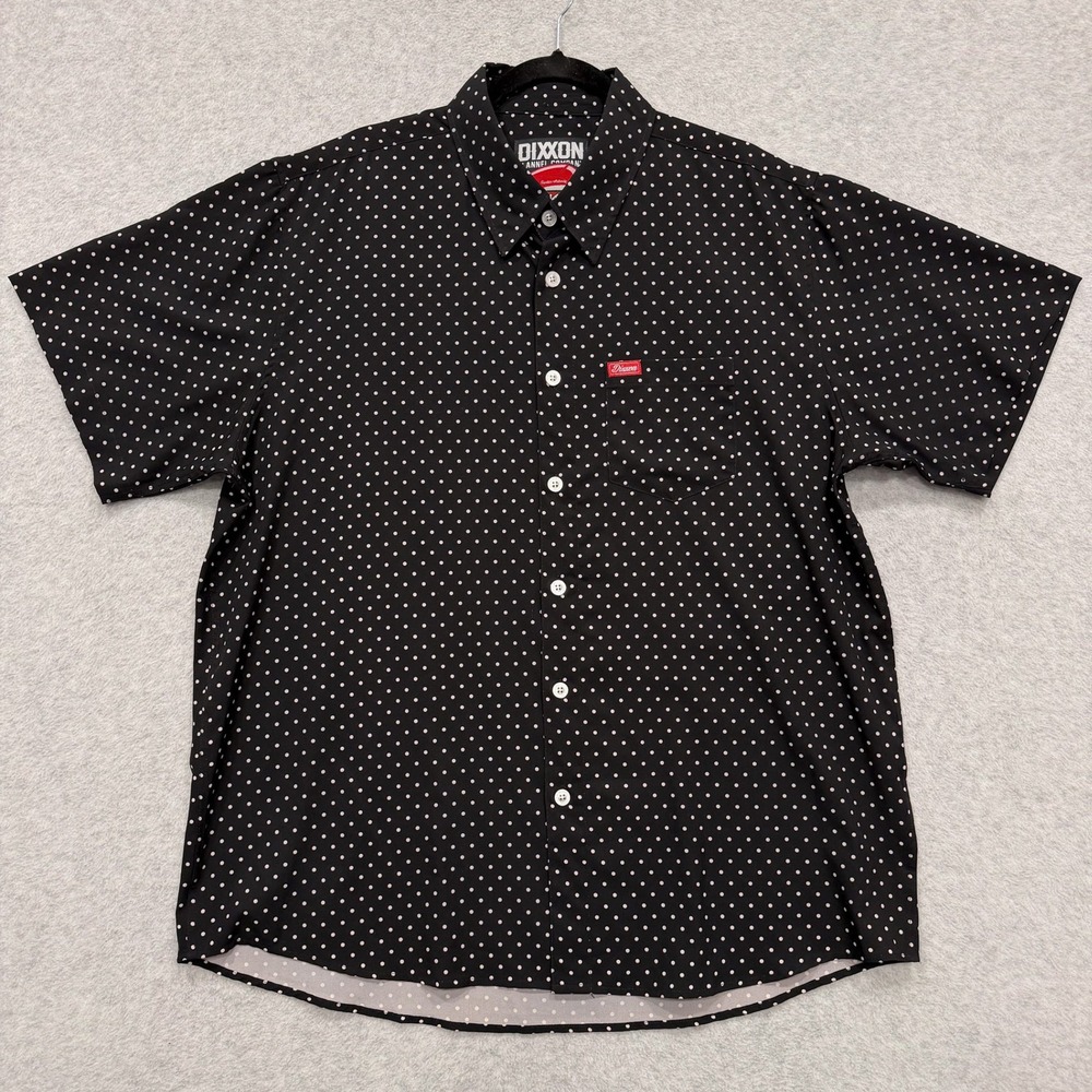 DIXXON Shirt Mens XL Black Polka Dot The Milton Short Sleeve Button Down